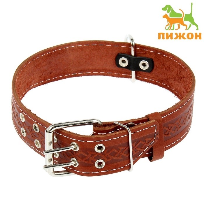 Ошейник кожаный однослойный,80 х 4,5 см, ОШ 51-65 см, микс