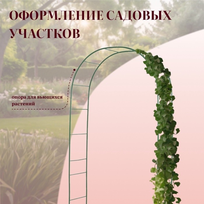Арка садовая, 240×125×36.5 см, для вьющихся растений, металлическая, зелёная, Greengo