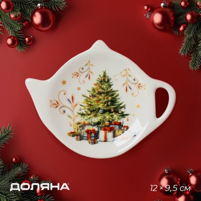 Подставка под чайный пакетик новогодняя Доляна «Волшебное дерево», 12×9×1.5 см