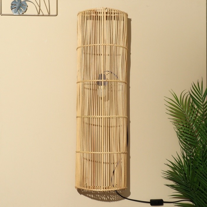 Светильник настенный из ротанга «Айша», 2×120 Вт, Е27, 23×15×80 см