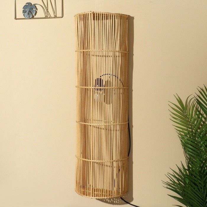 Светильник настенный из ротанга «Айша», 2×120 Вт, Е27, 23×15×80 см