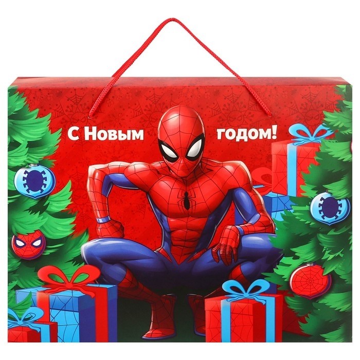 Пакет подарочный-коробка «С Новым Годом!», 15×40×30 см, Человек-Паук
