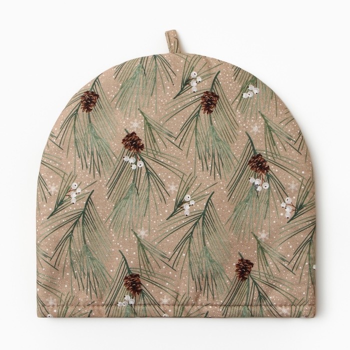 Грелка на чайник Этель Spruce branches 28×28 см, 100% хлопок, саржа 190 г/м²