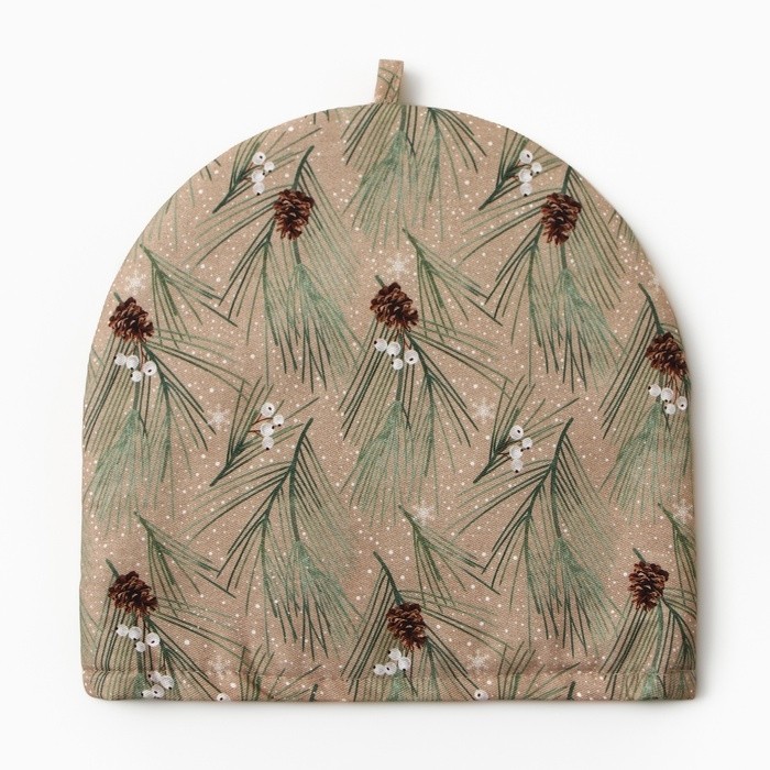 Грелка на чайник Этель Spruce branches 28×28 см, 100% хлопок, саржа 190 г/м²
