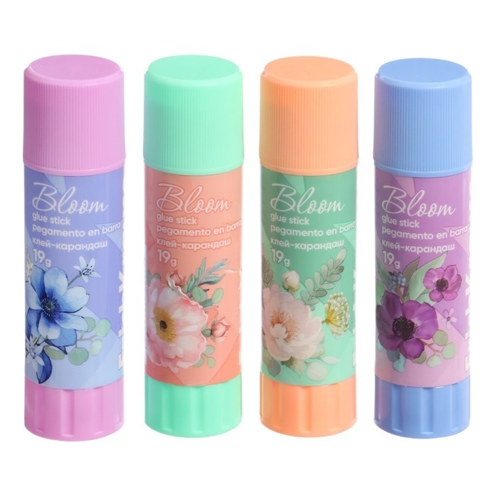 Клей-карандаш 19г ErichKrause EasyStick "Pastel Bloom" PVP, экономичный расход, микс (Цена за 2 шт.)