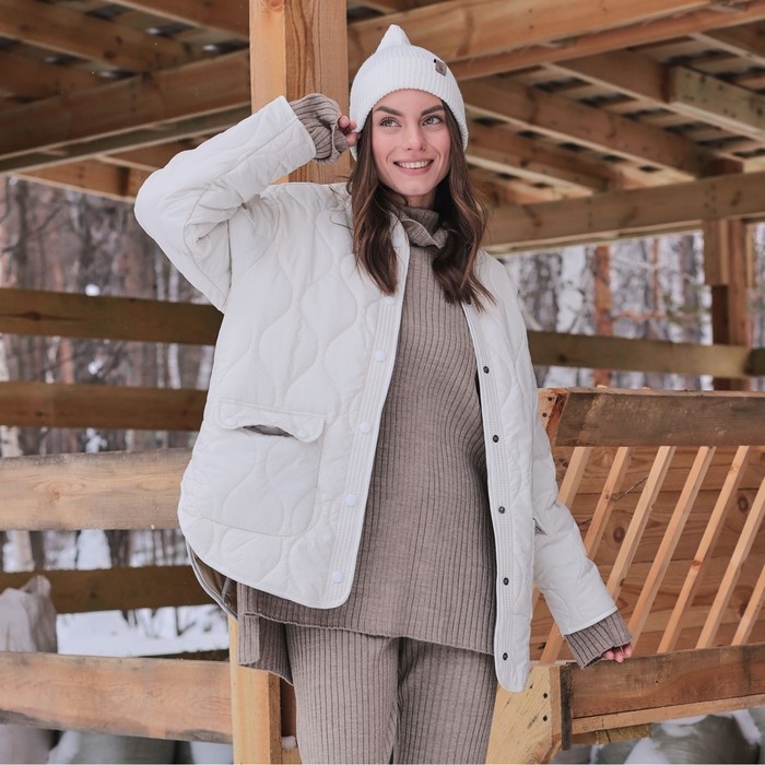 Куртка стёганая женская демисезонная MIST Oversize, молочная