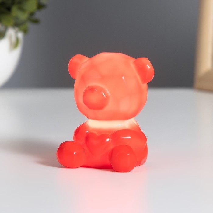 Фигурка светящаяся RISALUX «Медвежонок с сердцем», LED-ночник, 2 Вт, LR44, красный, 4×5×7 см