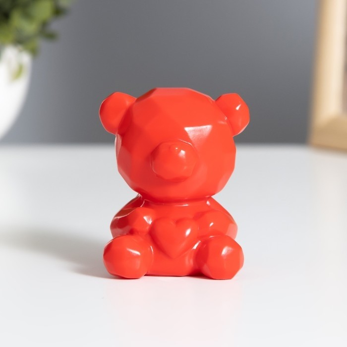 Фигурка светящаяся RISALUX «Медвежонок с сердцем», LED-ночник, 2 Вт, LR44, красный, 4×5×7 см