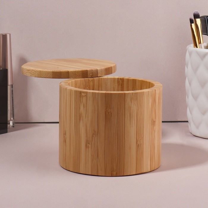 Органайзер для хранения «BAMBOO», с крышкой, раздвижной, d=12×10.5 см, коричневый