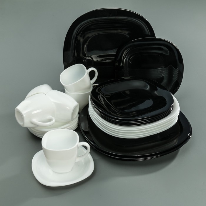 Сервиз столовый Luminarc Carine White&Black, 30 предметов, стеклокерамика, белый, чёрный
