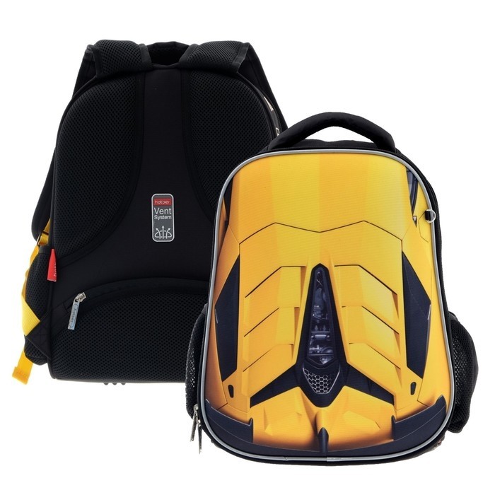 Рюкзак каркасный Hatber Ergonomic light «Скорость и мощь», 38×29×15 см, жёлтый, NRk_71044