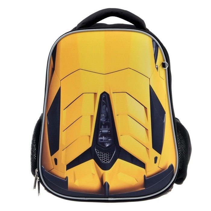 Рюкзак каркасный Hatber Ergonomic light «Скорость и мощь», 38×29×15 см, жёлтый, NRk_71044