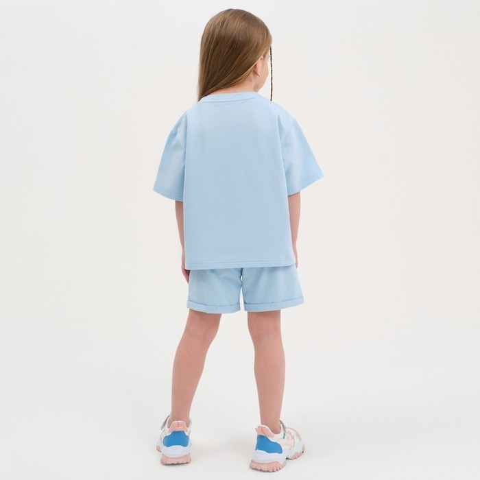 Комплект детский (футболка, шорты) KAFTAN Basic line, размер 32 (110-116 см), голубой