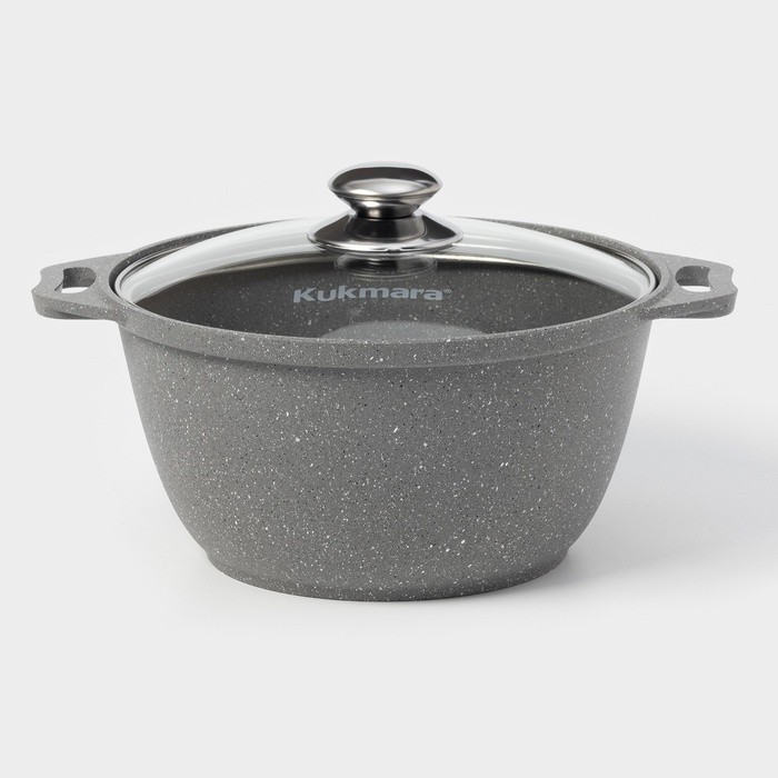 Кастрюля KUKMARA, 3 л, d=24 см, h=12.5 см, антипригарное покрытие, литой алюминий, серая