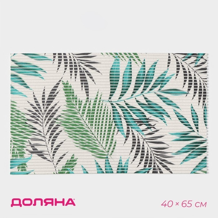 Коврик для дома Доляна «Пальмовая ветвь», 40×65 см, зелёный