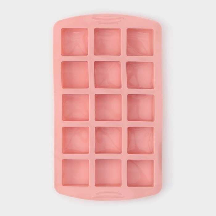 Форма для льда Доляна «Кьюб», силикон, 20×11.5×1.5 см, 15 ячеек, МИКС