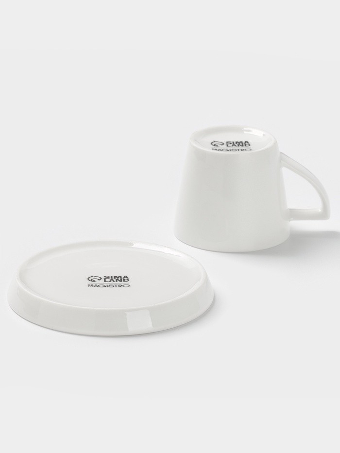 Кофейная пара Magistro White Snow, 120 мл, фарфор, белая