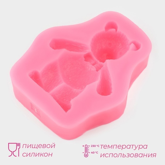 Молд Доляна «Мишка», силикон, 8×6.5 см, розовый
