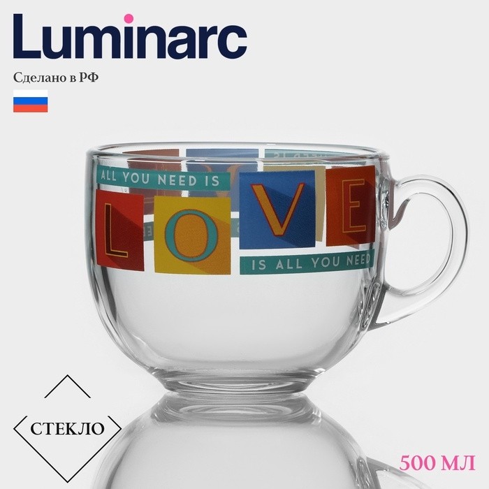 Кружка Luminarc «Джамбо», 500 мл, стекло, рисунок МИКС (Цена за 2 шт.)