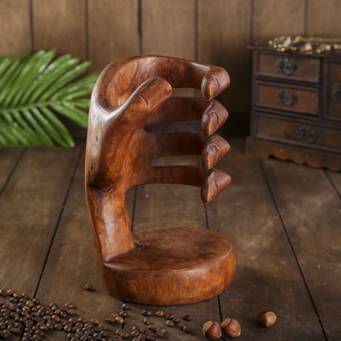 Подставка под бутылку «Рука», 14×14×25 см, дерево
