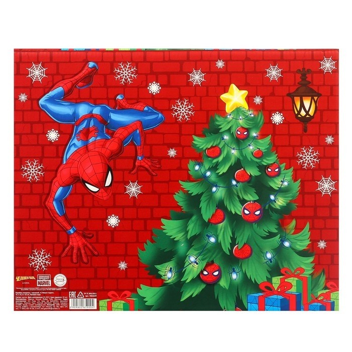 Коробка подарочная с крышкой, «С Новым годом», 31×25.5×16 см, Человек-паук