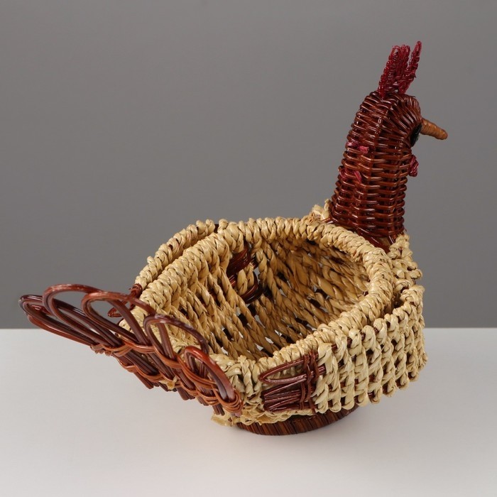 Конфетница плетёная «Курочка», 25×13×17 см, папоротник, пальмовый лист