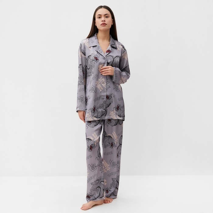 Пижама женская (рубашка и брюки) KAFTAN "Дракон", серый