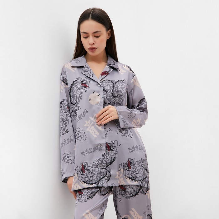 Пижама женская (рубашка и брюки) KAFTAN "Дракон", серый