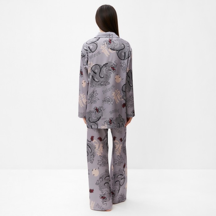 Пижама женская (рубашка и брюки) KAFTAN "Дракон", серый
