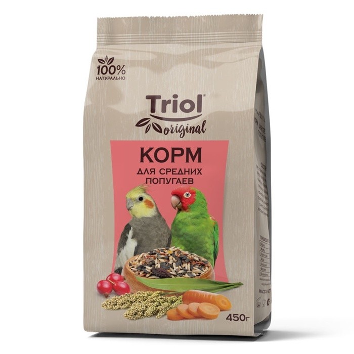 Корм Triol для средних попугаев, 450 г. (Цена за 2 шт.)
