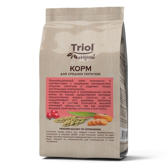 Корм Triol для средних попугаев, 450 г. (Цена за 2 шт.)
