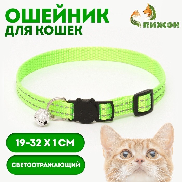 Ошейник кошачий светоотражающий, 19-32 х 1 см, фиолетовый
