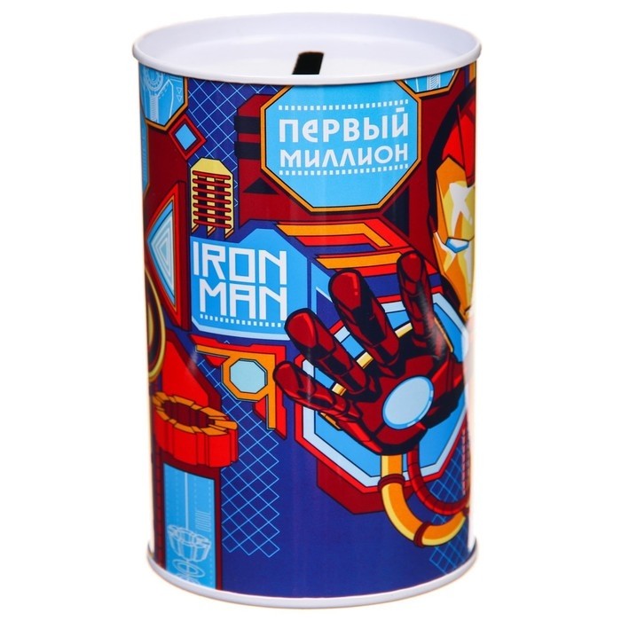Копилка металлическая, 6.5 см × 6.5 см × 12 см «Первый миллион», Мстители