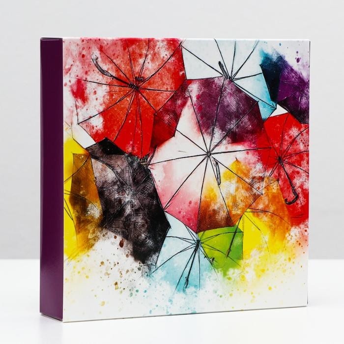 Коробка под 8 конфет + шоколад, с окном, зонтики, 17.7×17.85×3.85 см (Цена за 5 шт.)