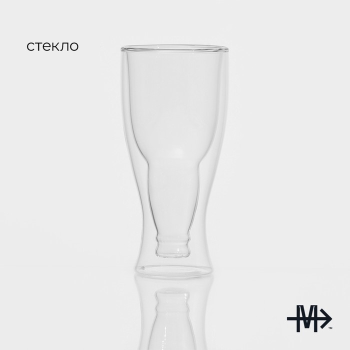 Пивной бокал Magistro «Дуо», 400 мл, 8.5×8.5×18 см, с двойными стенками, стекло, прозрачный