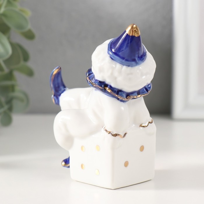 Сувенир керамика "Клоун на игральном кубике" кобальт 4,4х7х9,5 см