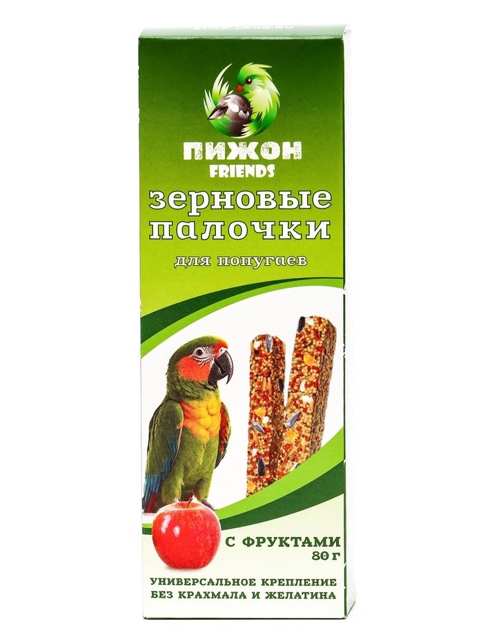 Зерновые палочки "Пижон" для птиц, с фруктами, 2 шт, 90 г (Цена за 3 шт.)
