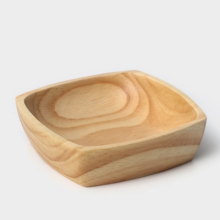 Тарелка - салатник деревянный квадратный, 10,2×10,2×3, гевея