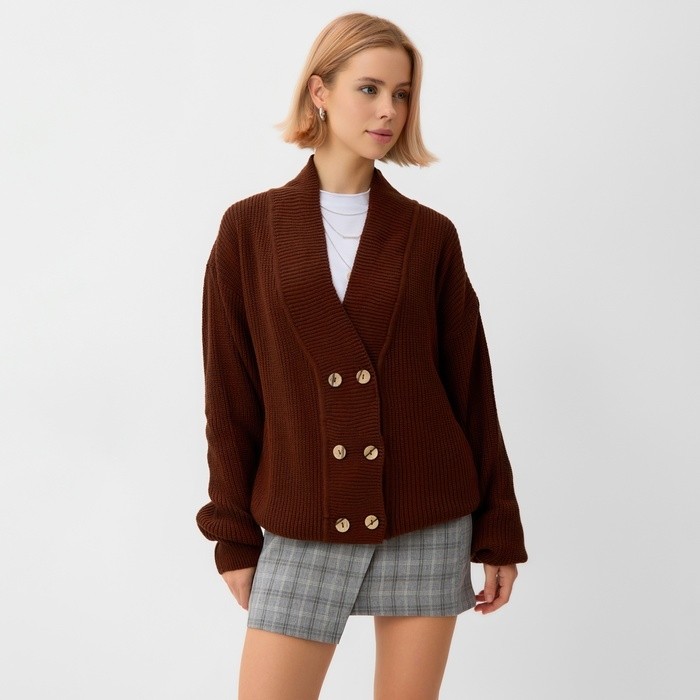 Кардиган на пуговицах женский MINAKU: Casual Collection, шоколад