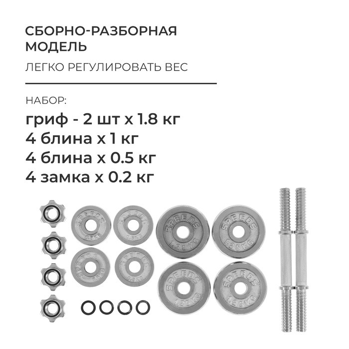 Набор гантелей сборных 10 кг: 5 кг х 2 шт.