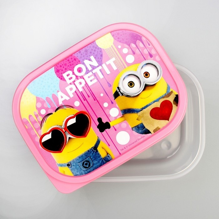 Ланч-бокс детский прямоугольный, 500 мл, Bon appetit, Гадкий Я (Цена за 2 шт.)