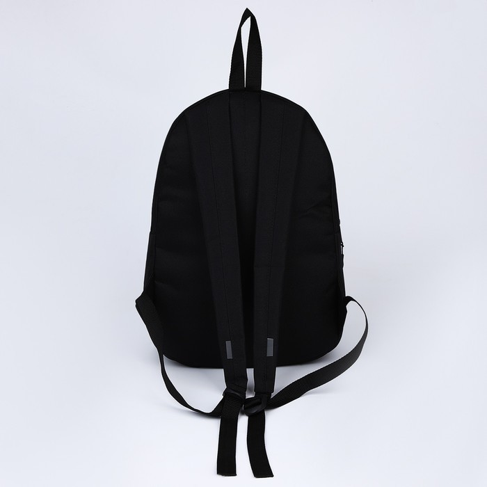 Рюкзак школьный молодёжный Black, 29×12×37, отдел на молнии, карман, чёрный