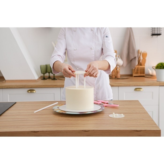 Палочки-дюбели для кондитерских изделий KONFINETTA, набор 8 шт., d=0.9 см, 30 см, пластик, белые
