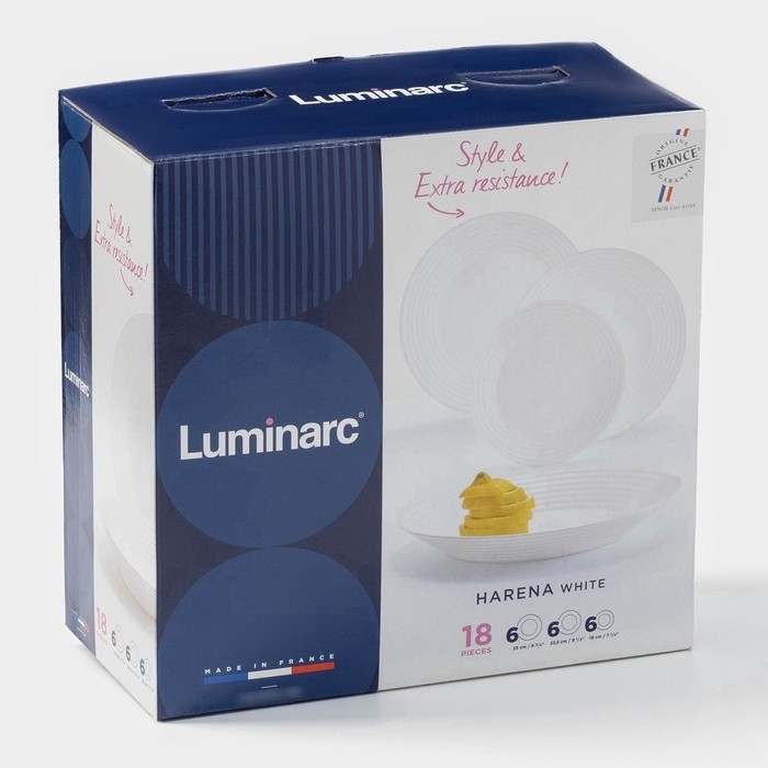 Сервиз столовый Luminarc HARENA, 18 предметов, d=25/23.5/19 см, стеклокерамика, белый
