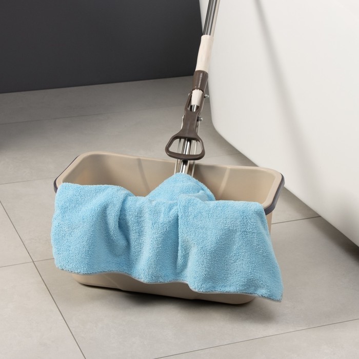 Тряпка для пола Raccoon, 250 г/м², 60×80 см, микрофибра, с оверлоком, 1 шт, голубая