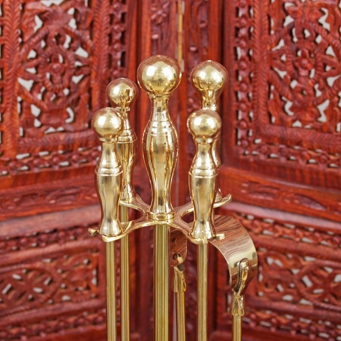 Каминный набор латунь "Царский" (4 предмета) 12,5х12,5х60 см