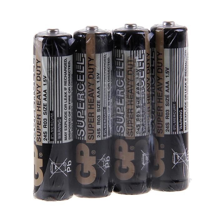 Батарейка солевая GP Supercell Super Heavy Duty, AAA, R03-4S, 1.5В, спайка, 4 шт. (Цена за 2 шт.)