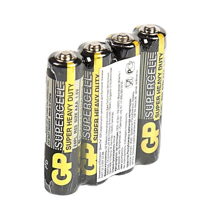 Батарейка солевая GP Supercell Super Heavy Duty, AAA, R03-4S, 1.5В, спайка, 4 шт. (Цена за 2 шт.)