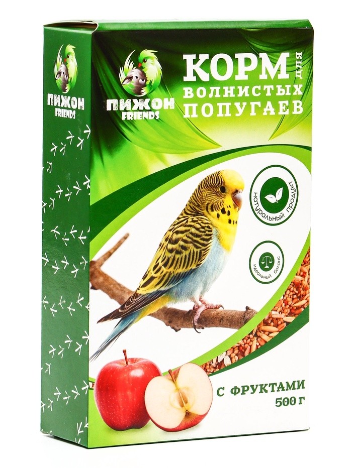 Корм "Пижон" для волнистых попугаев с фруктами, 500 г (Цена за 3 шт.)
