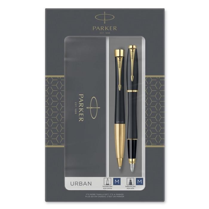 Набор Parker Urban Core FK200 Muted Black GT ручка перьевая + ручка шариковая, латунь